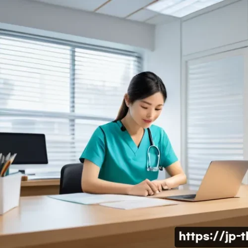 물리치료사의 자격증 갱신 비용 - A professional Japanese physical therapist in a modern clinic setting, dressed in clean, neat medica...